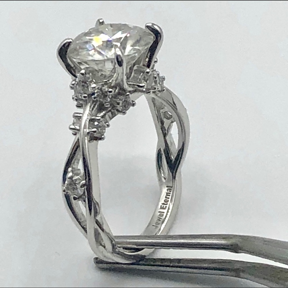 Moissanite Leaf Engagement Ring 3ct Nature Inspired Floral Vine Ring